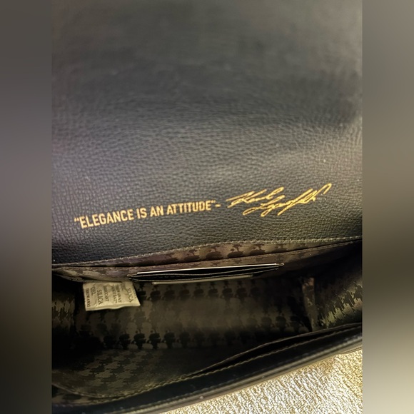 Karl Lagerfeld Black Crossbody Bag with Gold Accents - Picture 2 of 5